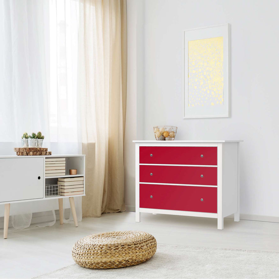 Möbelfolie Rot Dark - IKEA Hemnes Kommode 3 Schubladen - Wohnzimmer