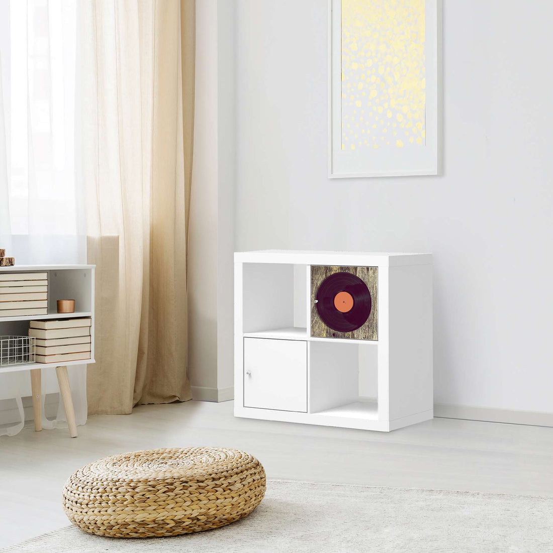 Selbstklebende Folie Vinyl - IKEA Kallax Regal 1 Türe - Wohnzimmer
