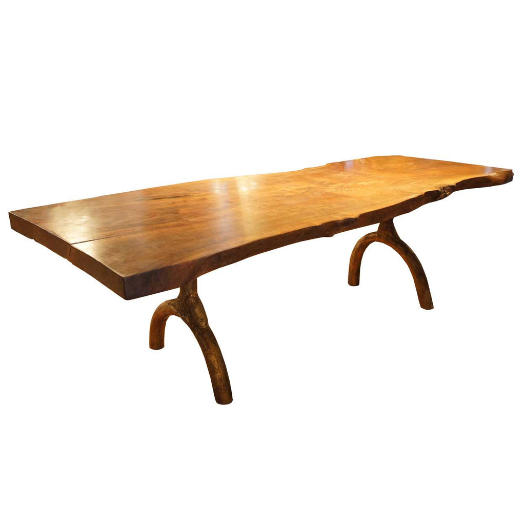 Large American Hudson Furniture Live Edge Solid Walnut Slab Dining Tab