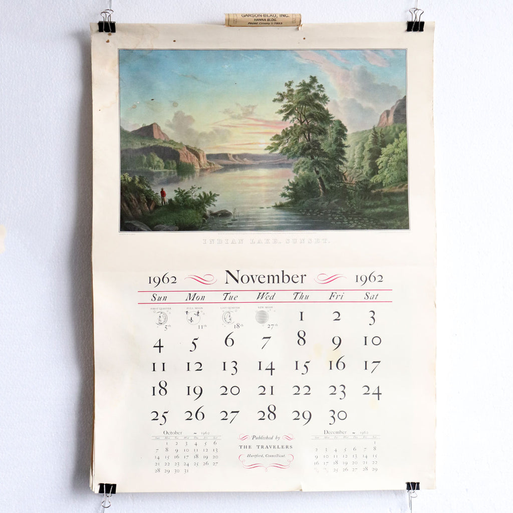 Nine Vintage American Travelers Insurance Currier & Ives Wall Calendars