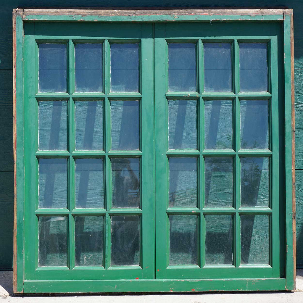 Argentine Painted Mahogany Glass Pane Double Casement Window