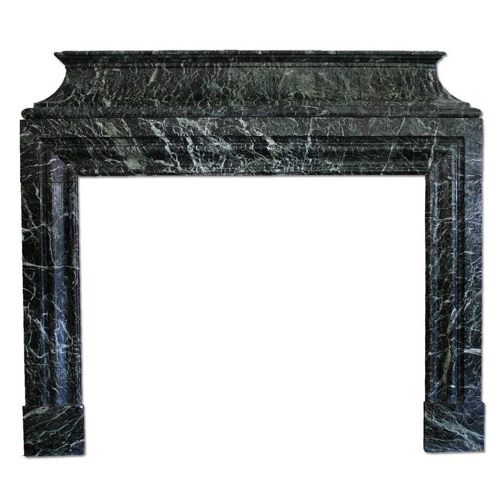 French Jules Cantini Louis Xiv Style Vert De Mer Marble Fireplace