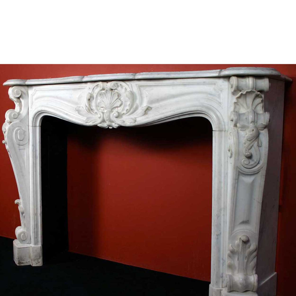 Exceptional French Louis Xv Style White Marble Fireplace Surround