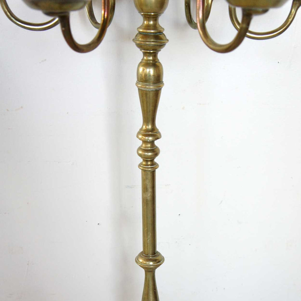 Swedish Or Dutch Brass Six Light Floor Standing Candelabra