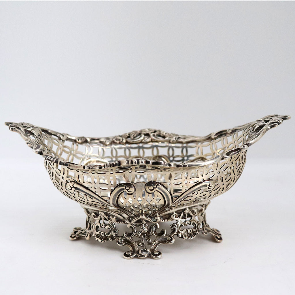 English Victorian William Comyns Sterling Silver Reticulated Sweetmeat Basket