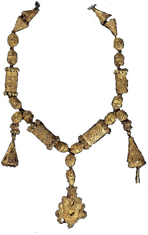 Collar del tesoro de Berchules, joyeria andalusi, collar nazarí, joyas españolas de la Edad Media