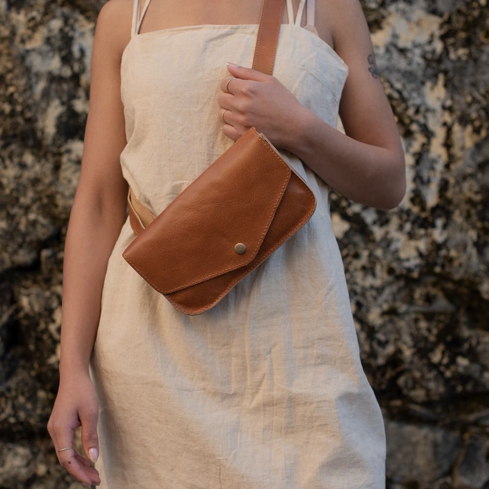 Camel Half Moon Logo Crossbody