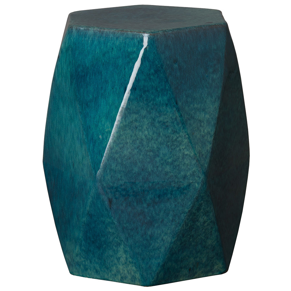 Faceted Garden Stool Teal Scenario Home