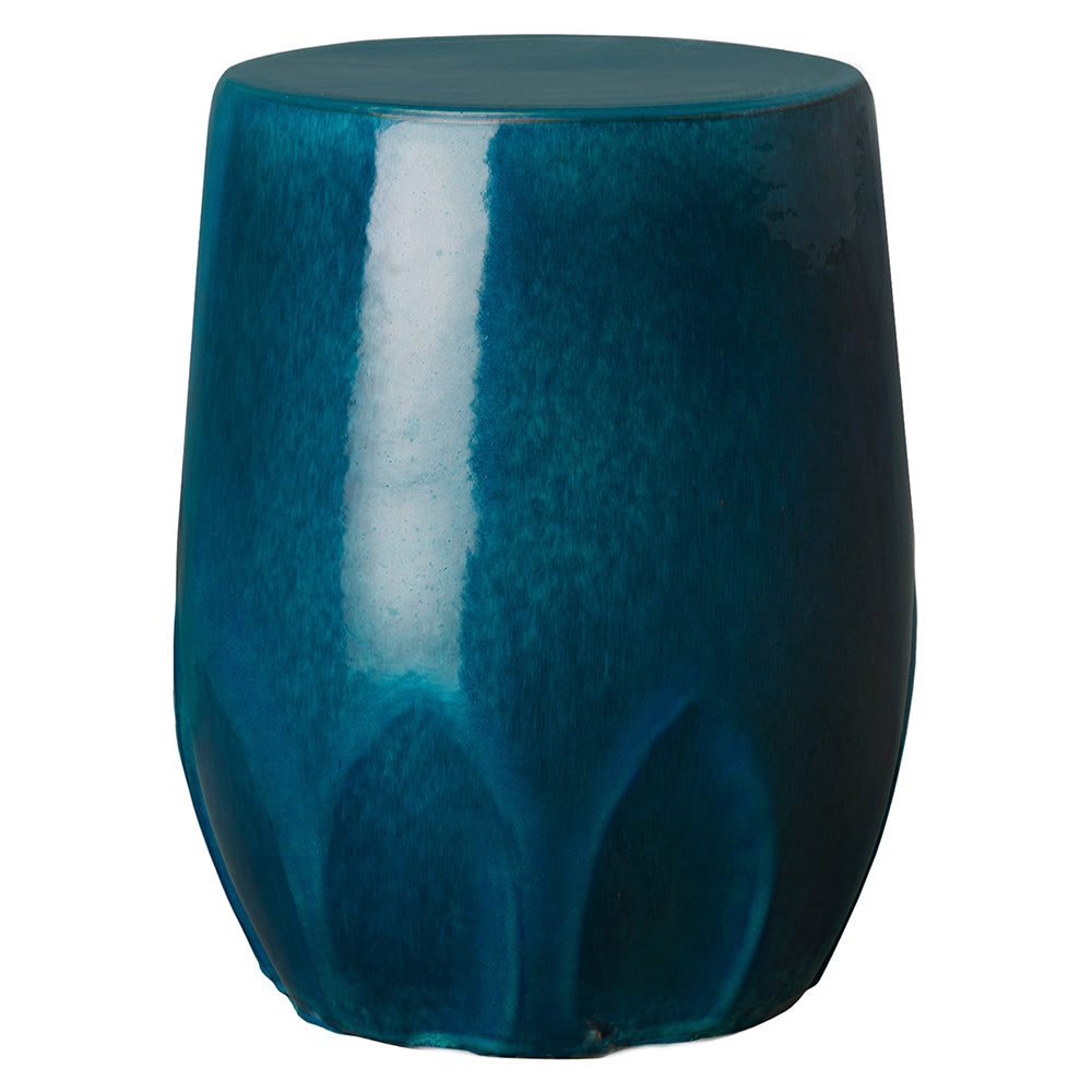 Large Calyx Relief Garden Stool Teal Scenario Home