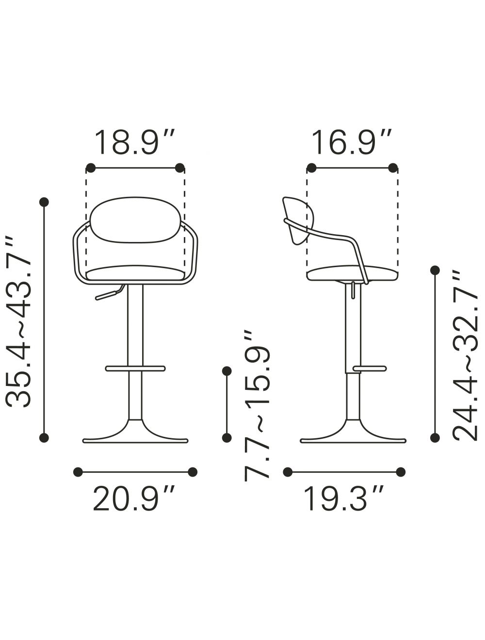 Gusto Bar Chair White & Gold