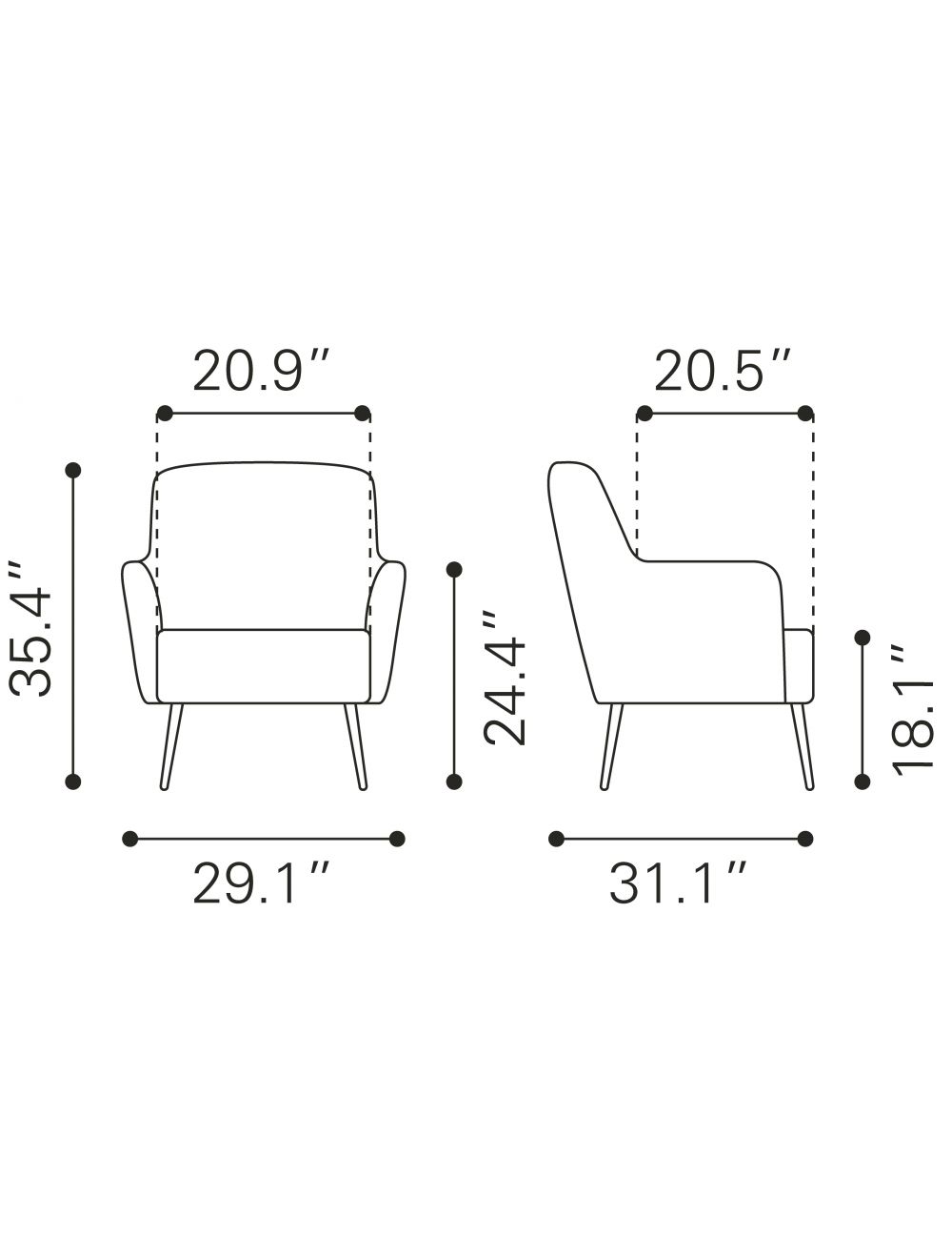 Tasmania Accent Chair Vintage Brown