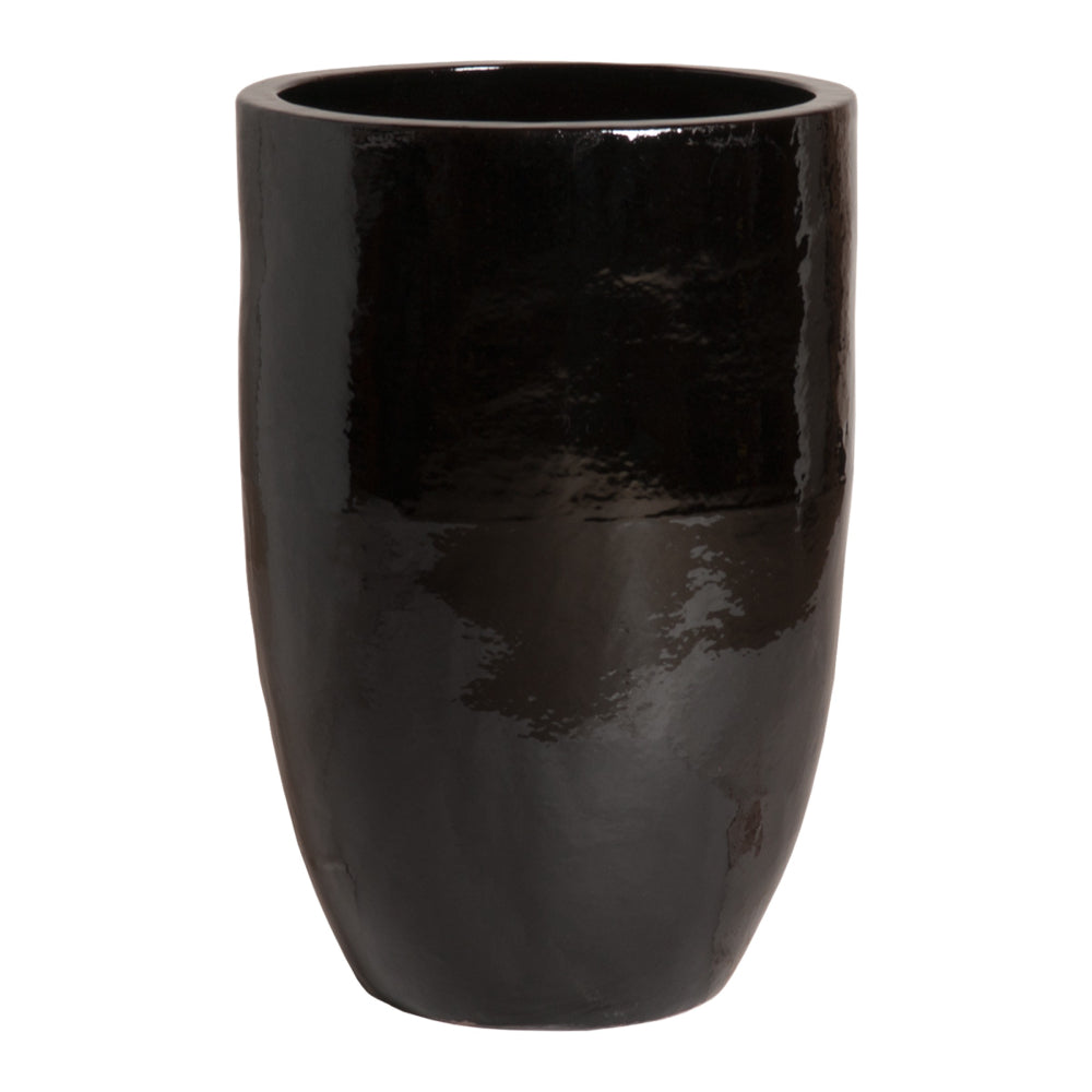 Large Tall Round Ceramic Planter – Black - Scenario Home