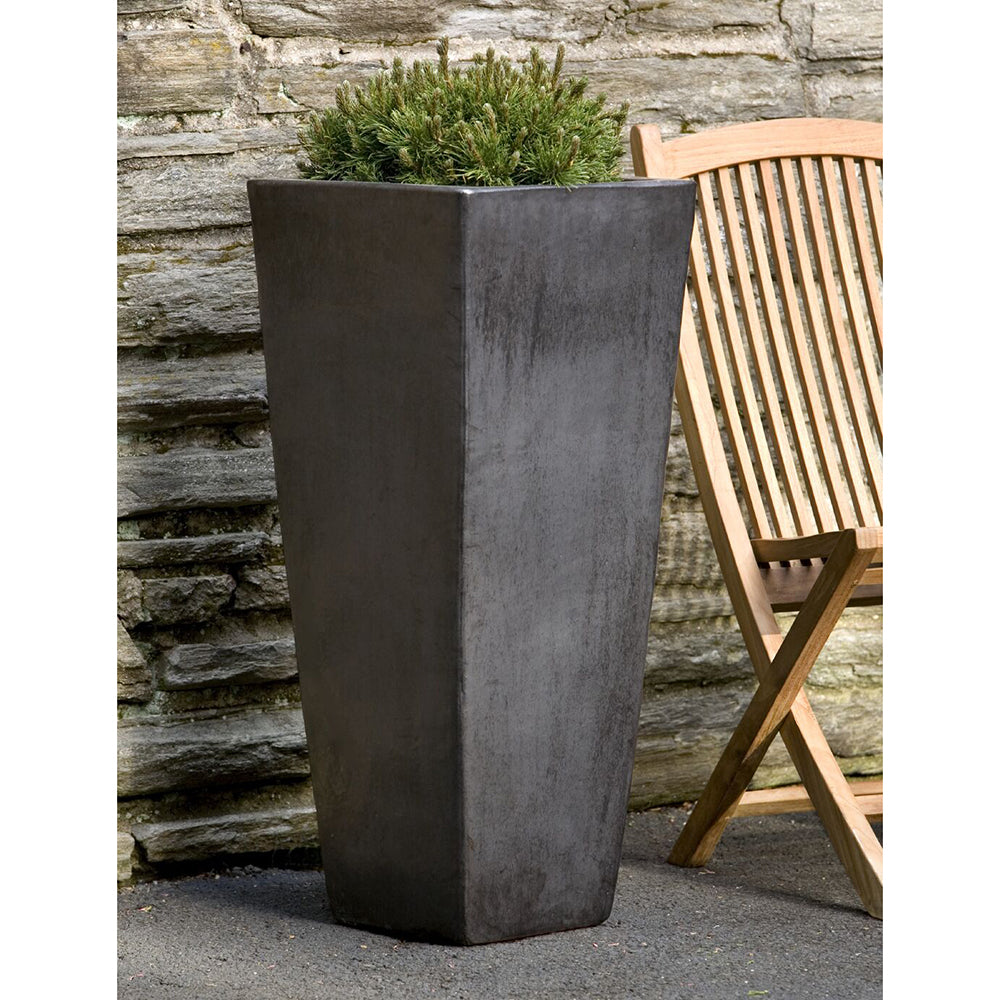 Tall Glazed Terra Cotta Tapered Square Planter – Graphite - Scenario Home