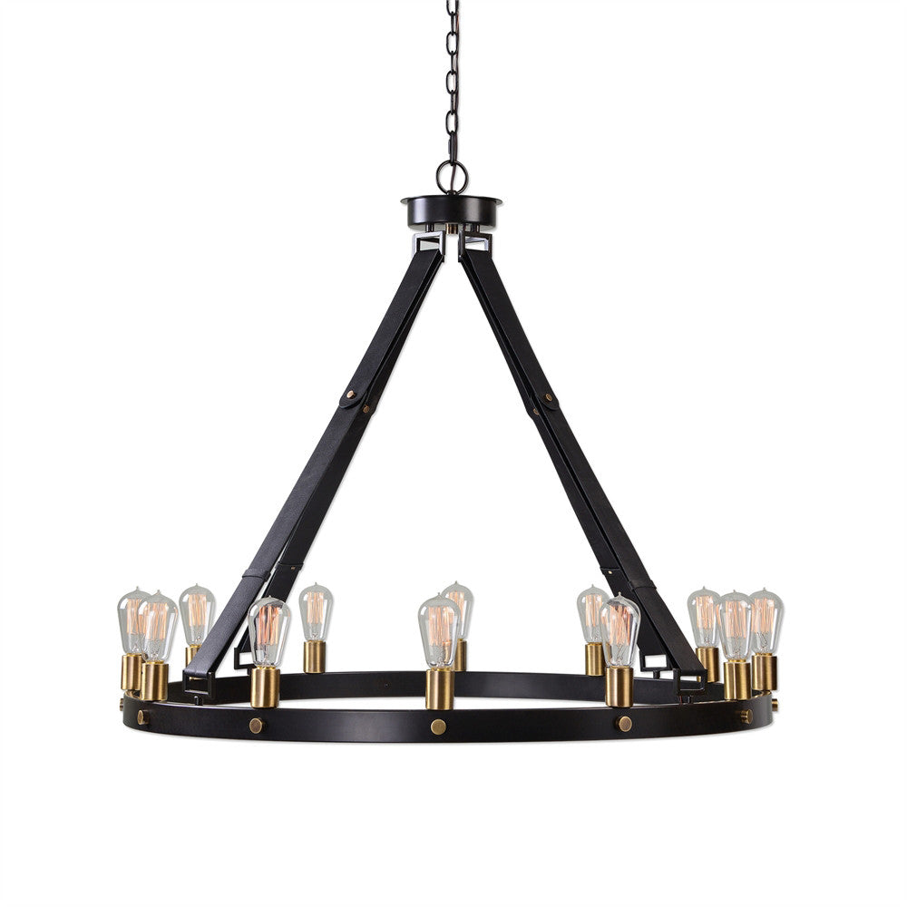 black leather chandelier