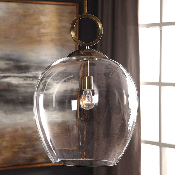 Extra Large Globe Pendant Light with Aged Brass Accents Scenario Home