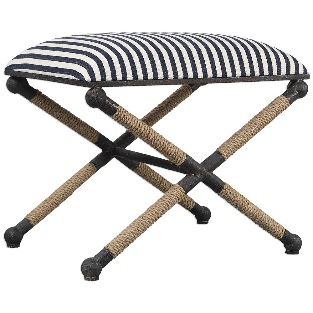 Nautical X-Frame Bench with Natural Fiber Rope Accents - Scenario Home