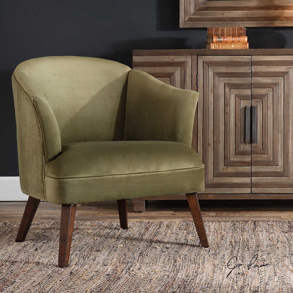 olive green armchair