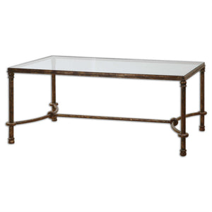 Equestrian Bronze Iron Glass Coffee Table Scenario Home