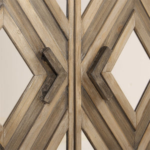 Two Door Argyle Pattern Cabinet – Fir & Mirror