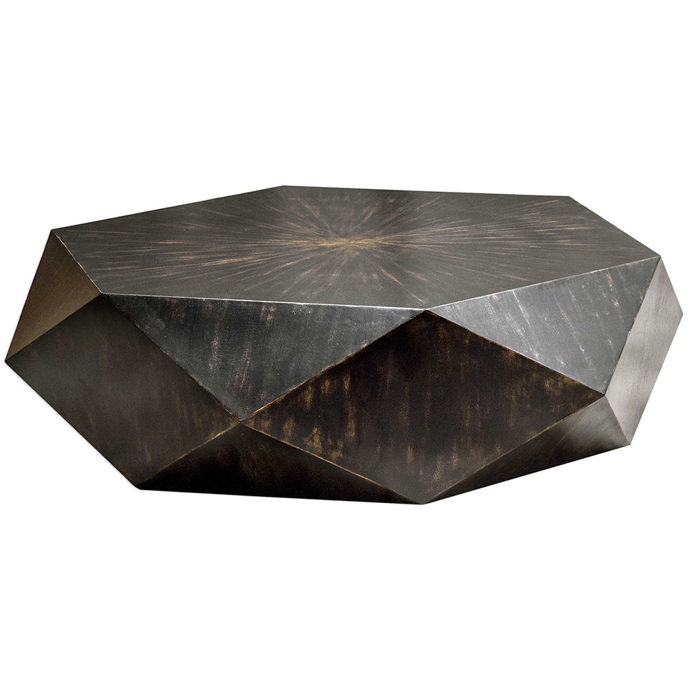 Multifaceted Hexagonal Mango Wood Coffee Table – Black - Scenario Home