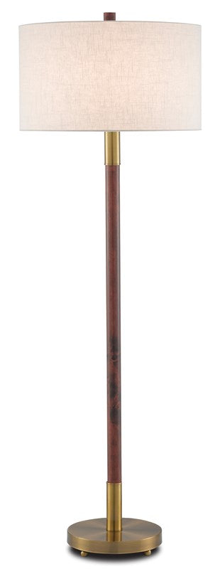 Currey and Company Bravo Floor Lamp - Gray Salt/Antique Brass