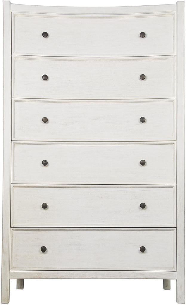 Noir Hampton 6 Drawer Tall Dresser White Wash Scenario Home