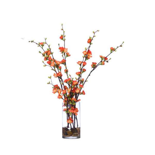 orange artificial flowers in vase
