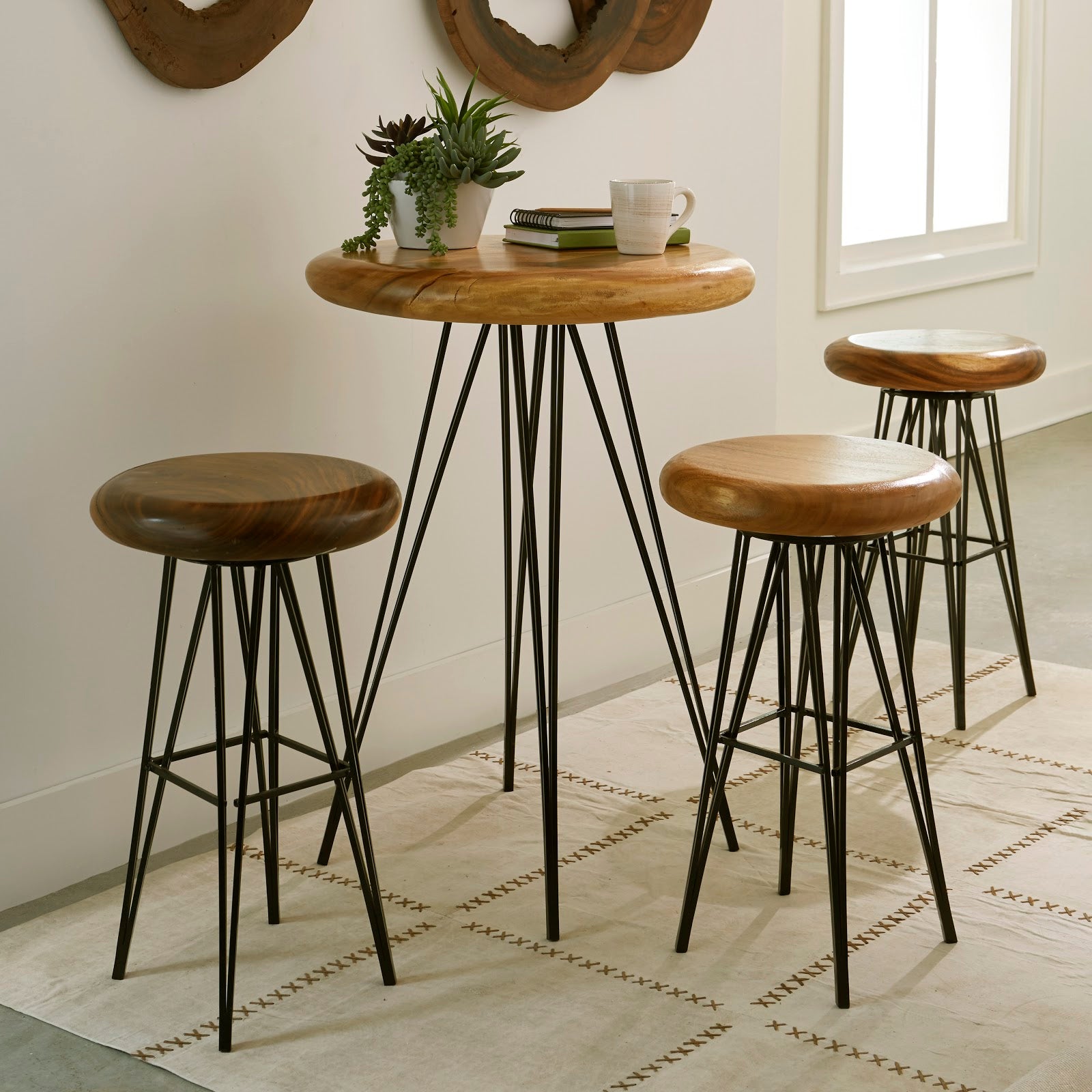 bar stool metal legs wooden seat