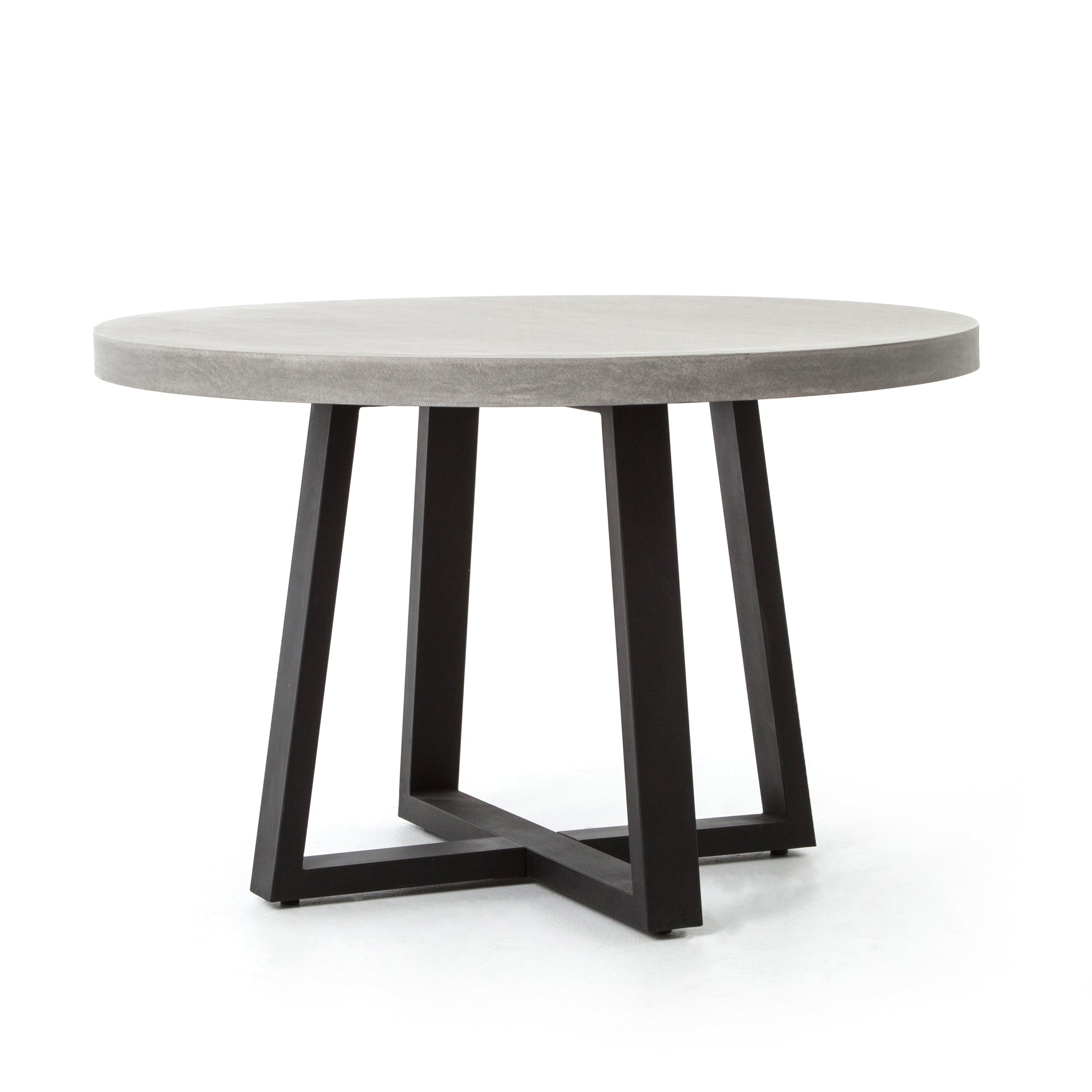 grey round outdoor dining table