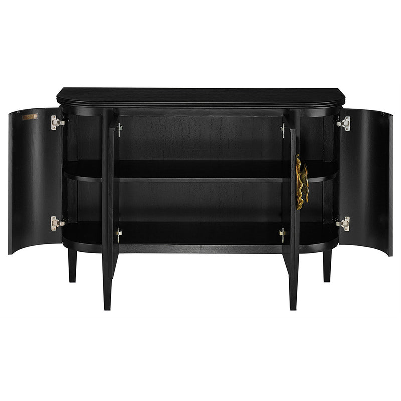 Currey and Company Demi-Lune Cabinet – Black - Scenario Home