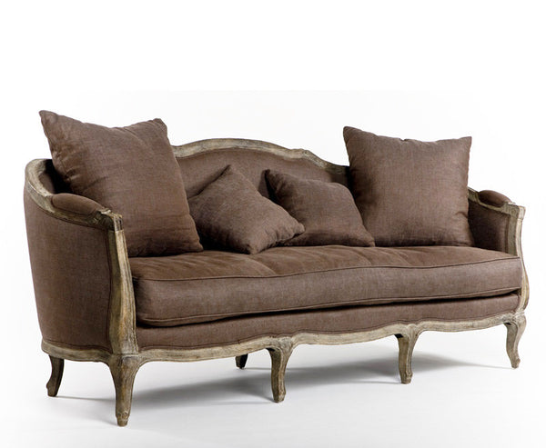 Chateau French Style Sofa - Light Brown Linen | Scenario Home