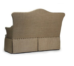 Linen & Burlap Skirted Sofa with Nailhead Trim | Scenario Home - Furniture - Linen & Burlap Skirted Sofa With Nailhead Trim