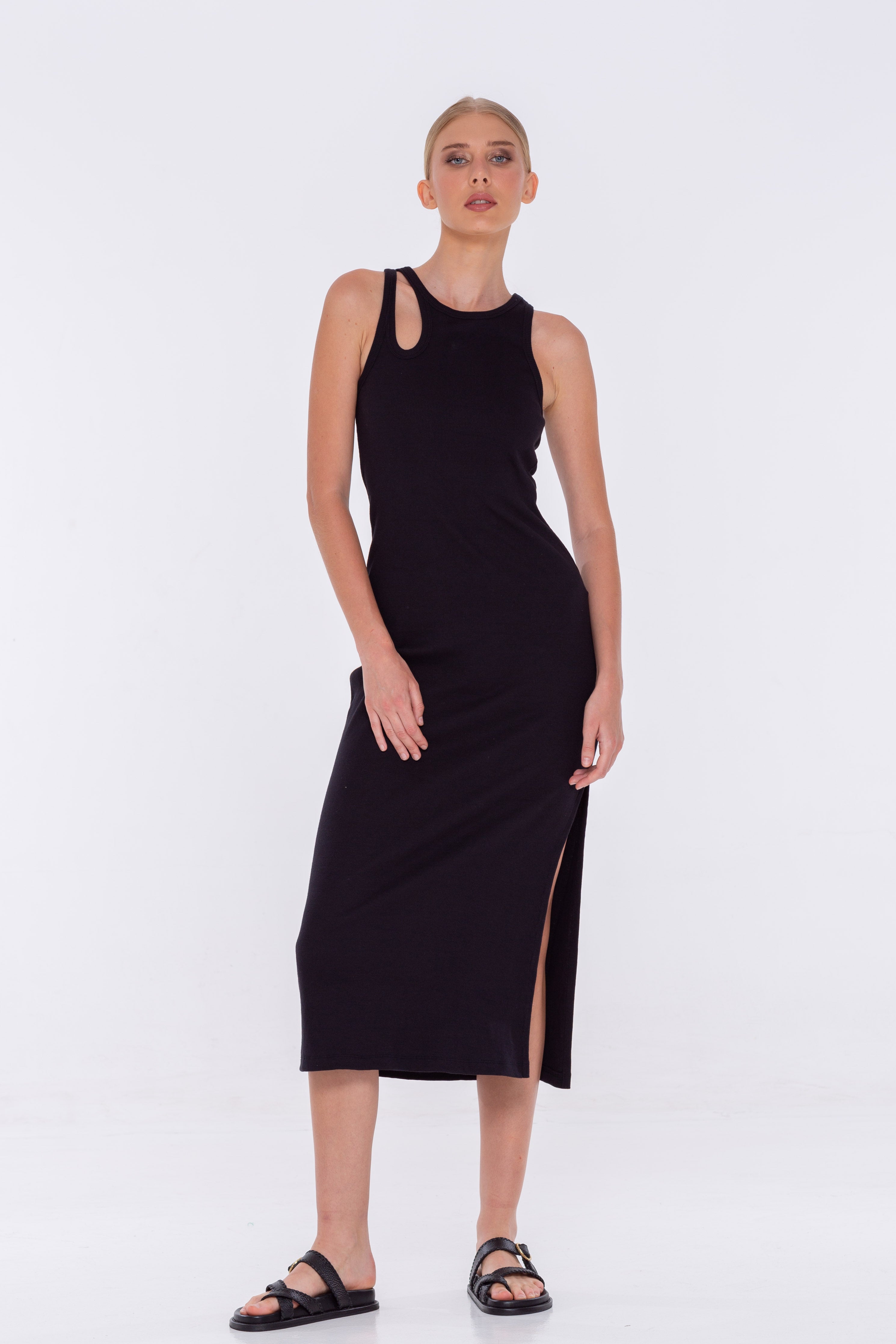 Only You Dress - Black with White Waist Stitching