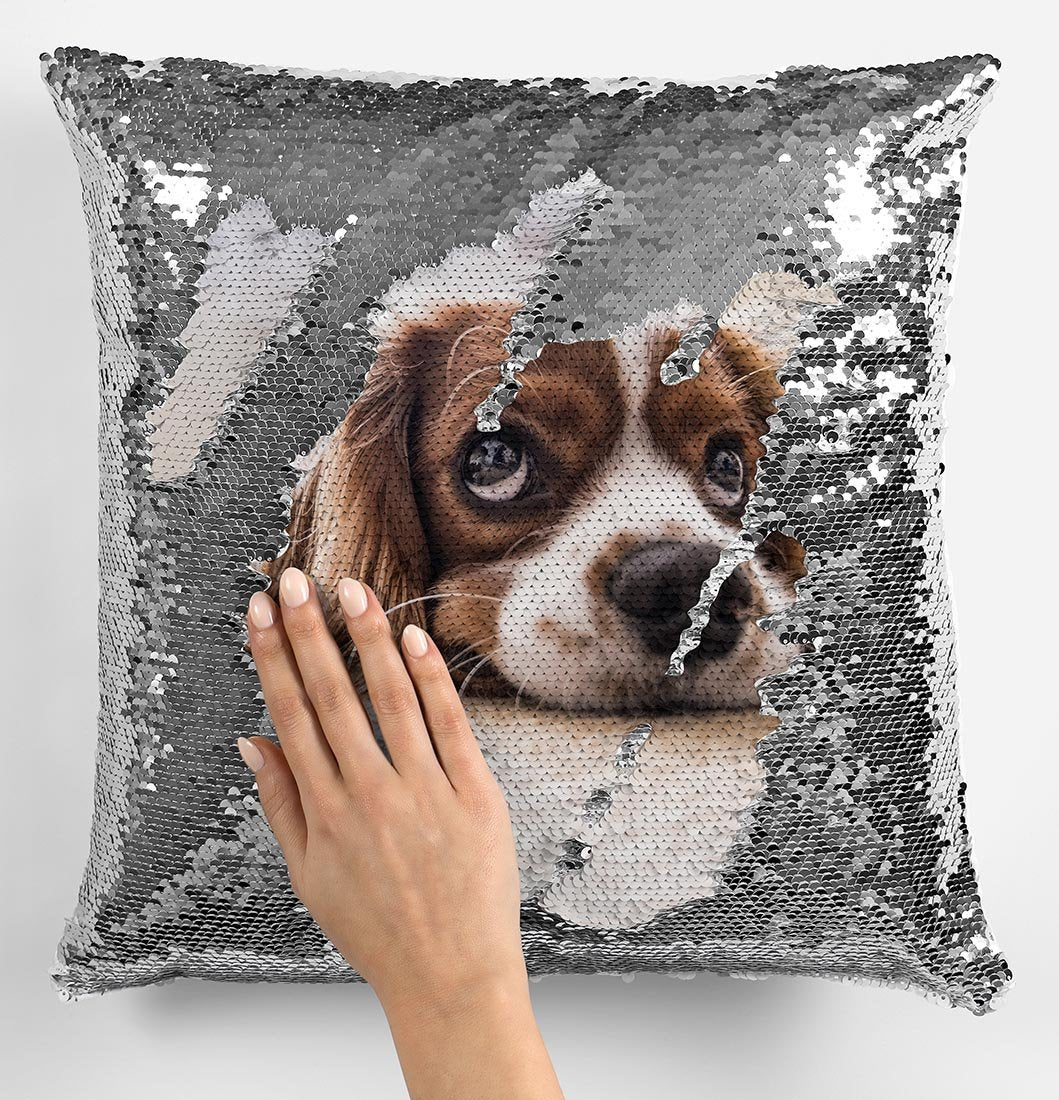 dog sequin pillow