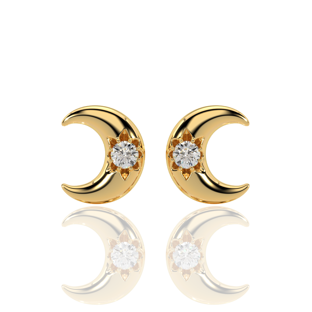 Crescent Moon Diamond Stud Earring