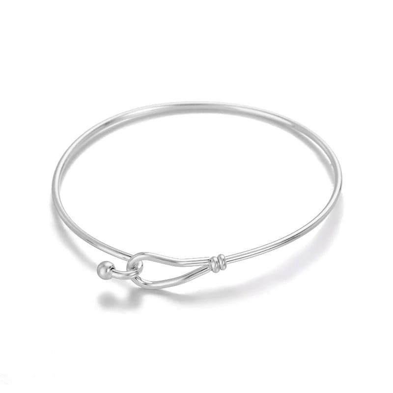 Delicate Hook Clasp Bangle Bracelet in Gold or Silver