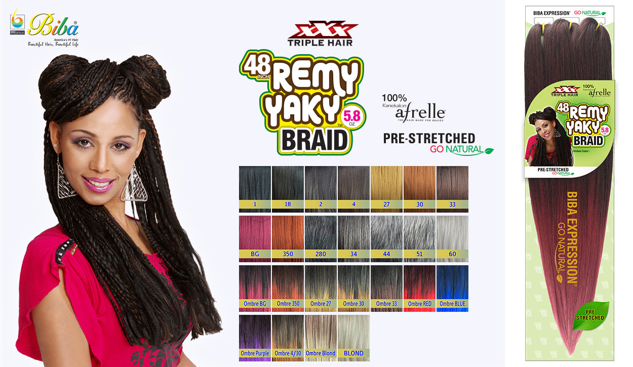 Biba Triple X 100 Kanekalon Afrelle Pre Stretched Remy Yaky Braiding Leebeauty Com