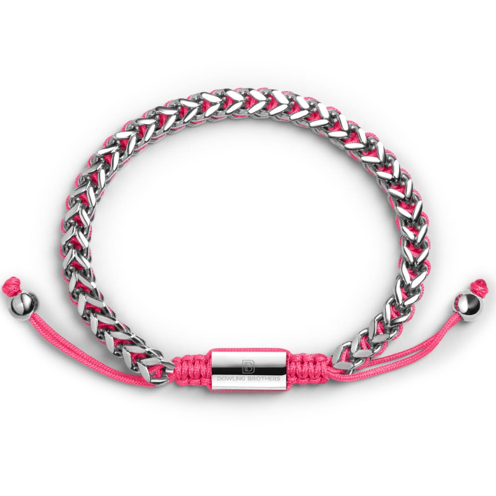 Dowling Brothers - Silver Woven Chain Bracelet in Pink