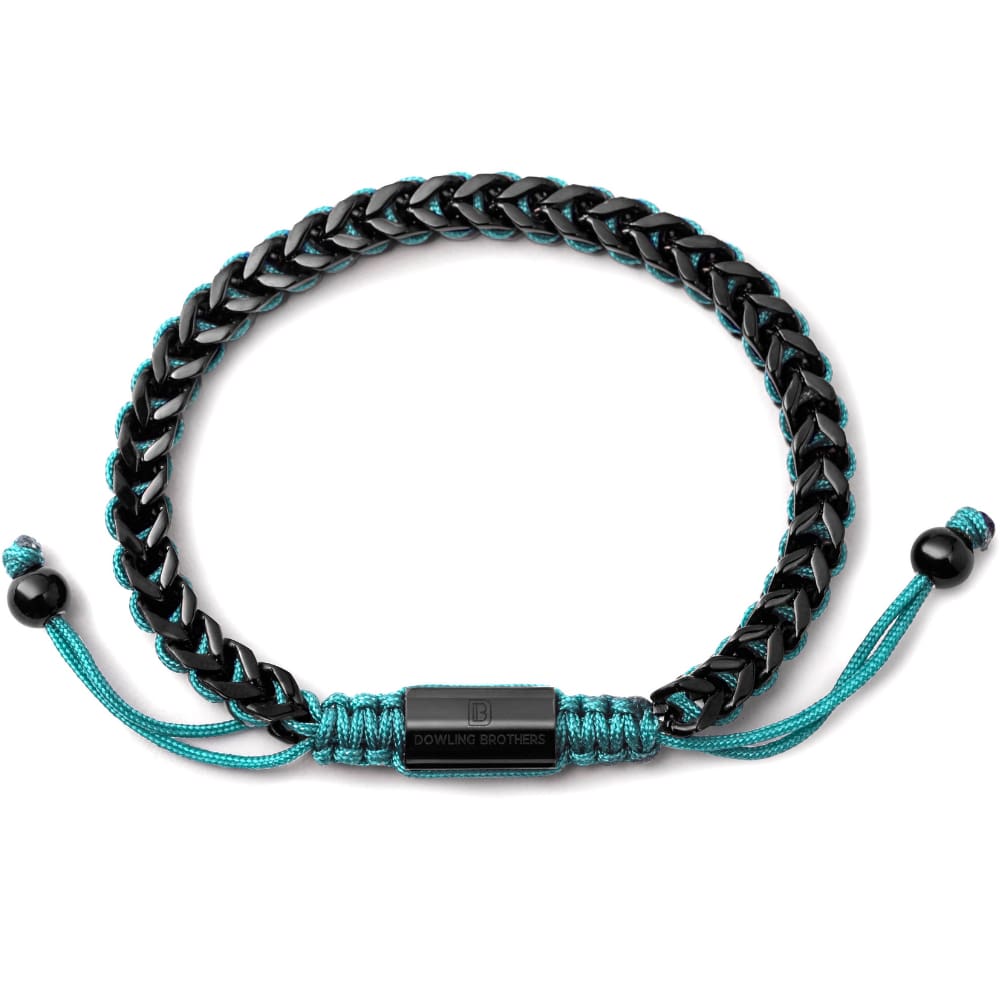 Dowling Brothers - Black Woven Chain Bracelet in Turquoise