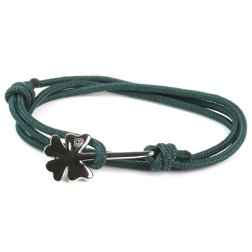 Lucky Clover Bracelet With Initial 4 Leaf Clover Silk Cord 