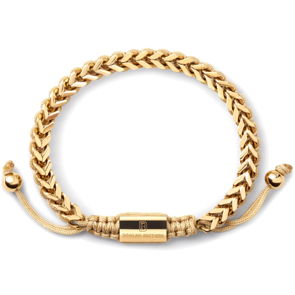 Classic Men's Stainless Steel Gold Double Woven Bracelet + Cuba