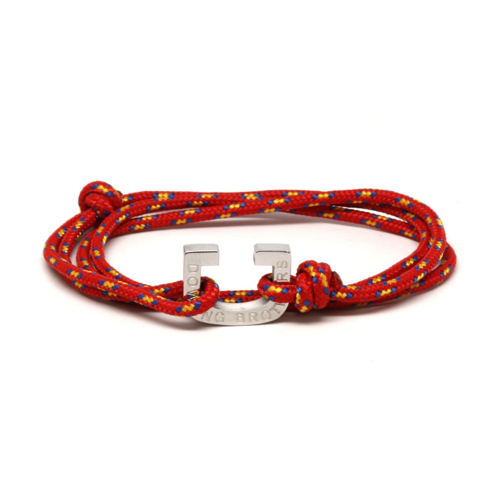 Dowling Brothers - Silver Woven Chain Bracelet in Red