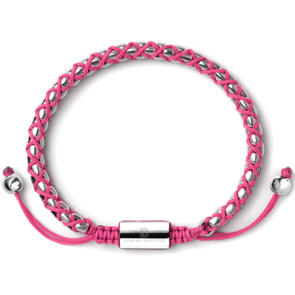 Pink Nylon Bracelet with Silver Logo