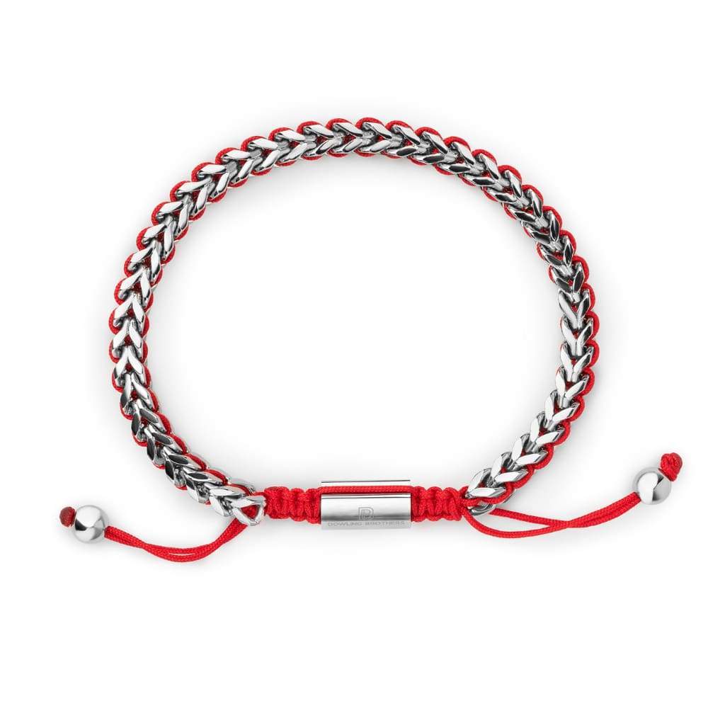 Dowling Brothers - Silver Woven Chain Bracelet in Red