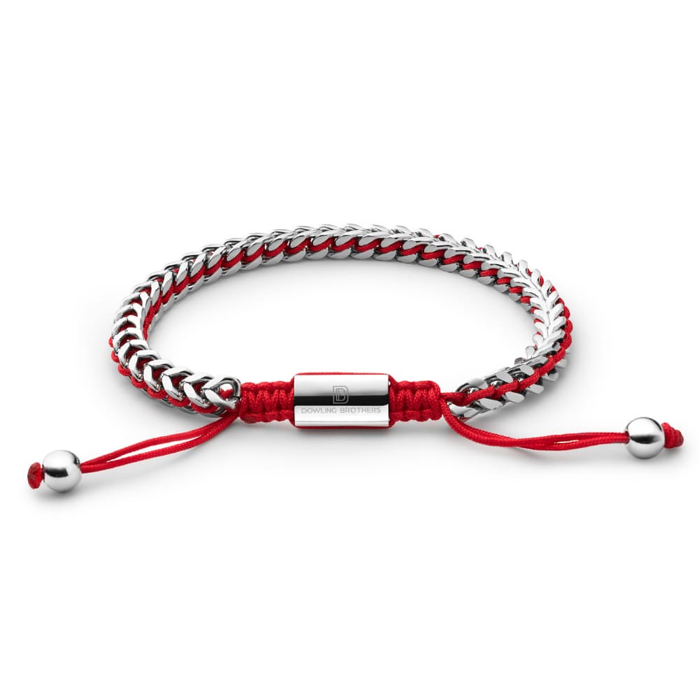 Silver Lockit Bracelet, Silver and Red Polyester Cord - Categories