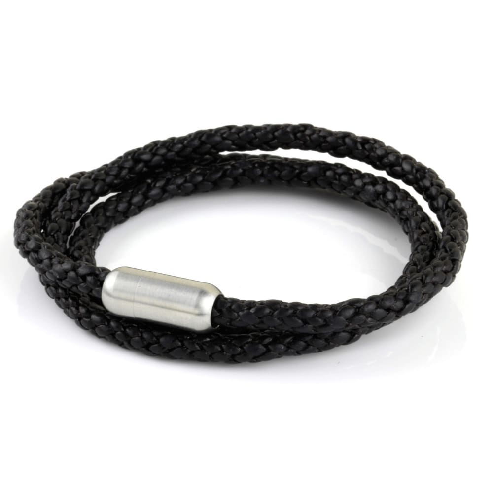  Black Braided Leather Wrap Fish Hook Bracelet