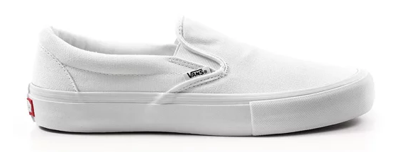 white canvas vans slip on