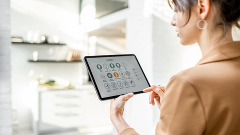 lady with tablet as smart home hub