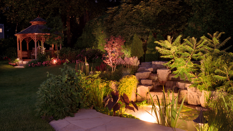 Garden lights at night