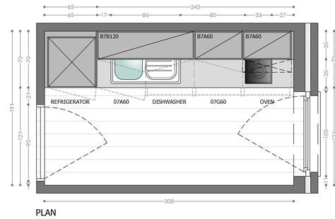 Straight line kitchen floorplan